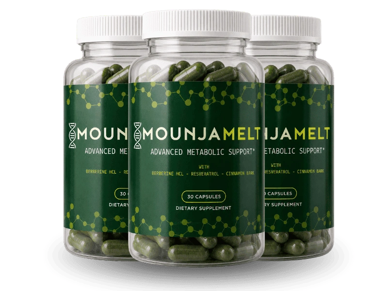 Three bottles of MounjaMelt supplement, 90 day supply for appetite and blood sugar support